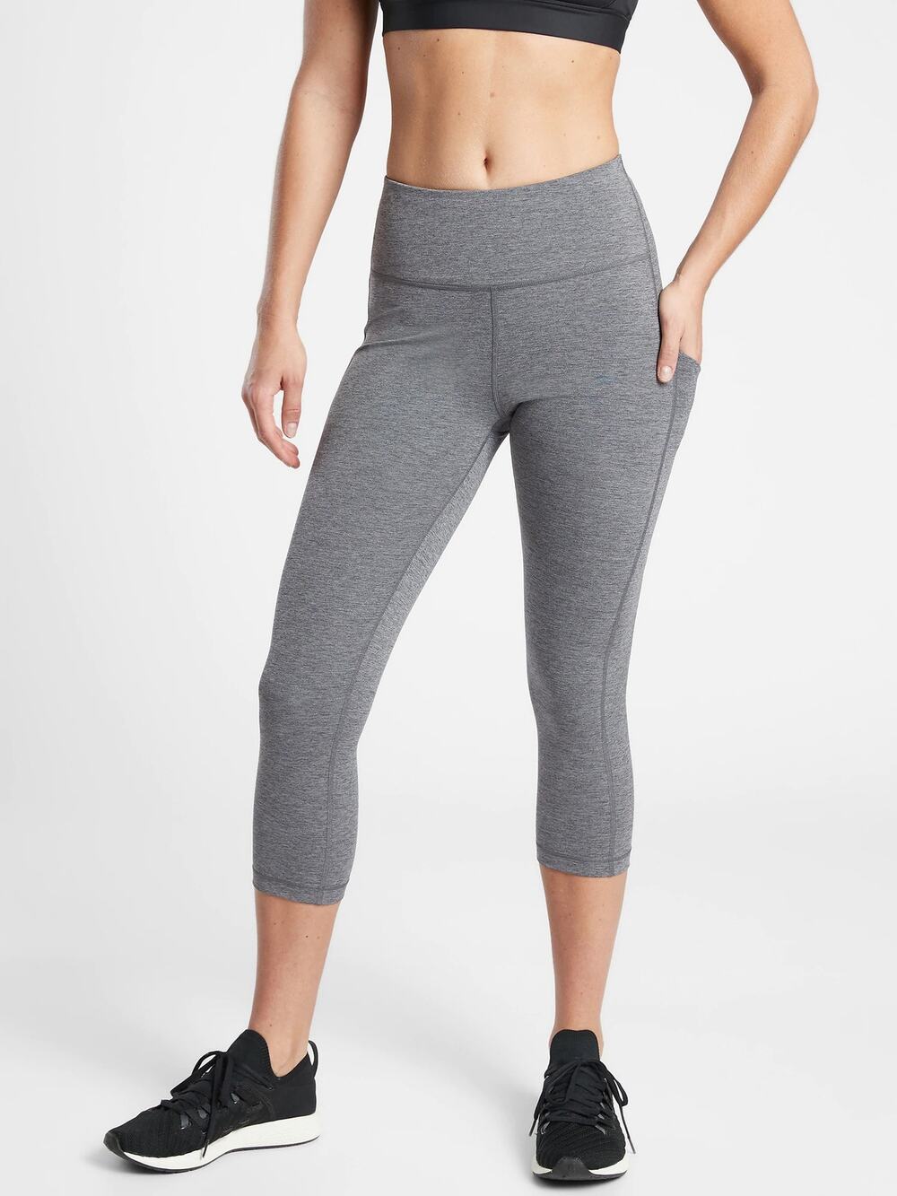 Athleta Ultimate Stash Pocket Capri Leggings Grey Heather Size Small